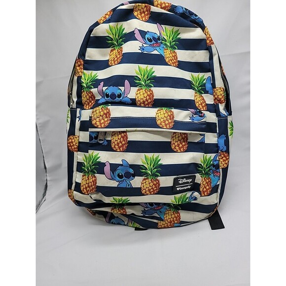 Disney Loungefly Lilo & Stitch Pineapple Large Striped Nylon Women’s Backpack - Picture 6 of 16